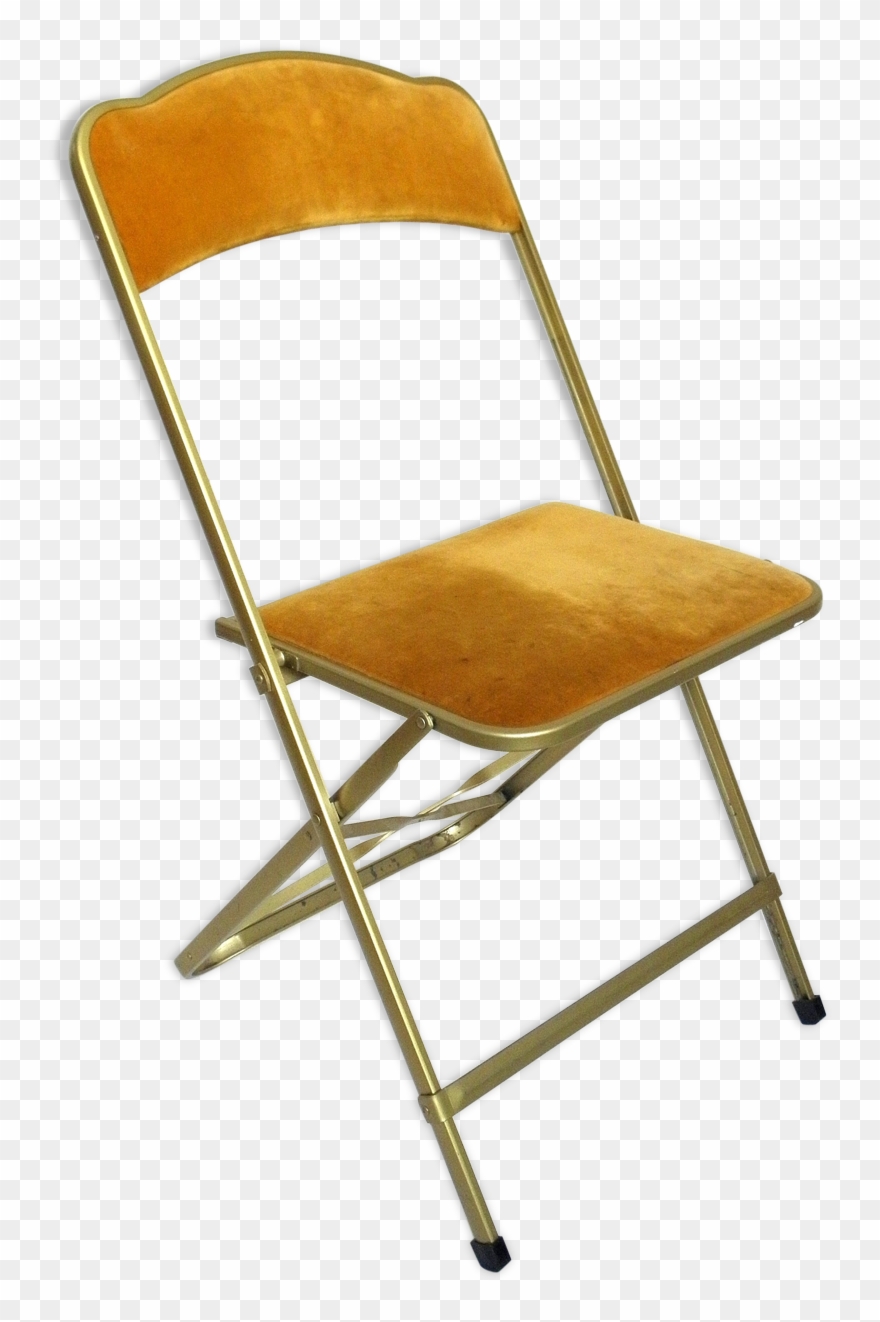 Velvet And Gold Metal Folding Chair - Silla De Plastico Plegable Clipart