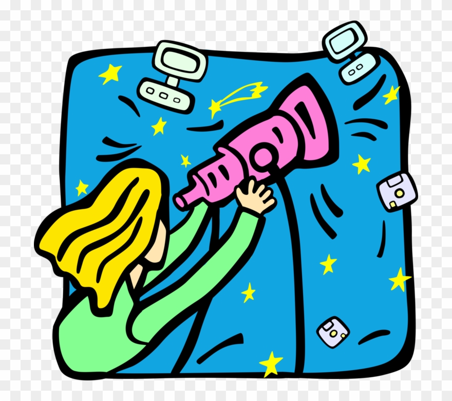 Vector Illustration Of Telescope Sees Information Technology Clipart