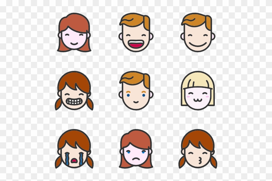 Linear Color Emoticons - Face Expression Cartoon Png Clipart