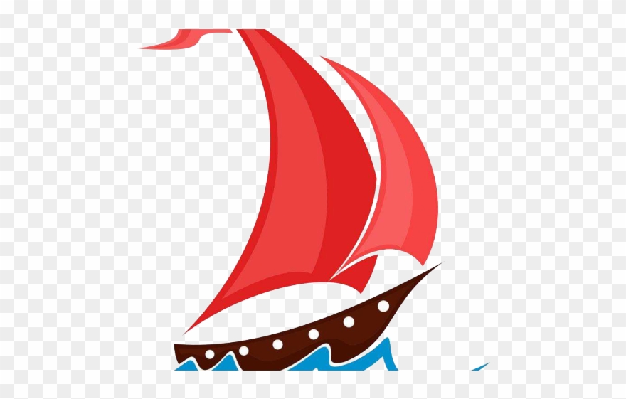 Viking Ship Clipart Beached - Red Sailing Ship Cartoon - Png Download