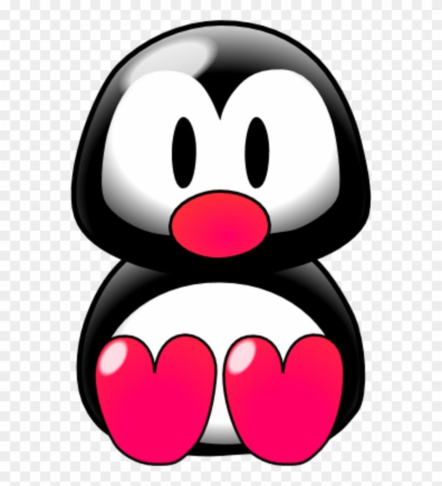 Baby Penguin Sitting With Feet Forward - Penguin Clip Art - Png Download