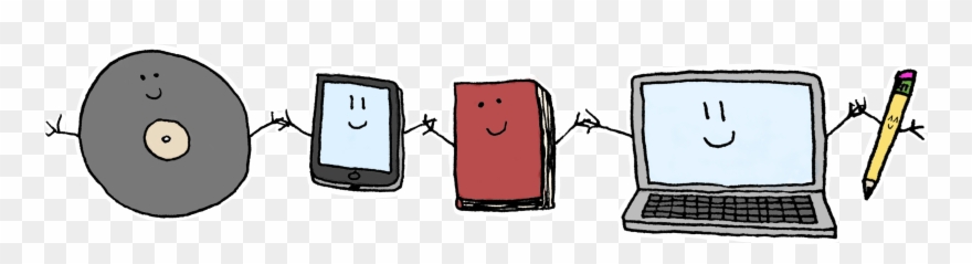 A Cartoon Of A Vinyl Record, Ipad, Hardbound Book, - Book Clipart