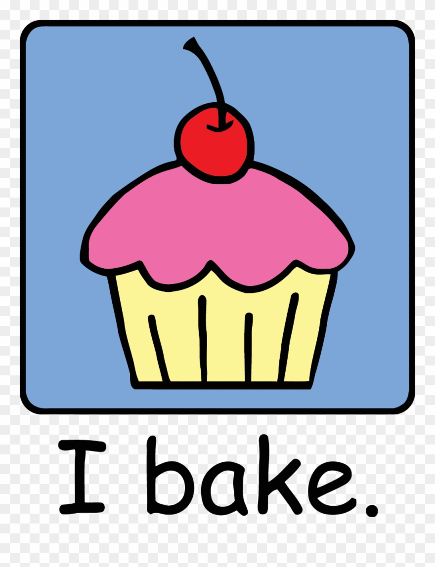 Cartoon Clip Art Dessert Pink Frosting Photo I Bake - Cartoon Clip Art Cupcake Frosting Cherry Dessert Keychain, - Png Download