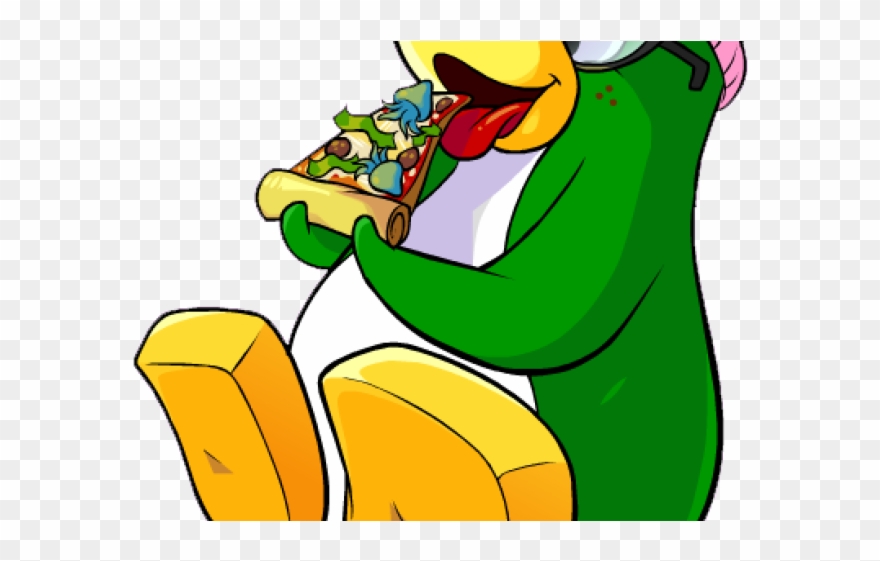 Pizza Clipart Girl - Green Girl Club Penguin - Png Download