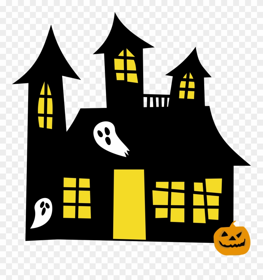 Hauntedhouse Yellowwindows Clipart Of Spooky - Halloween Haunted House Clipart - Png Download