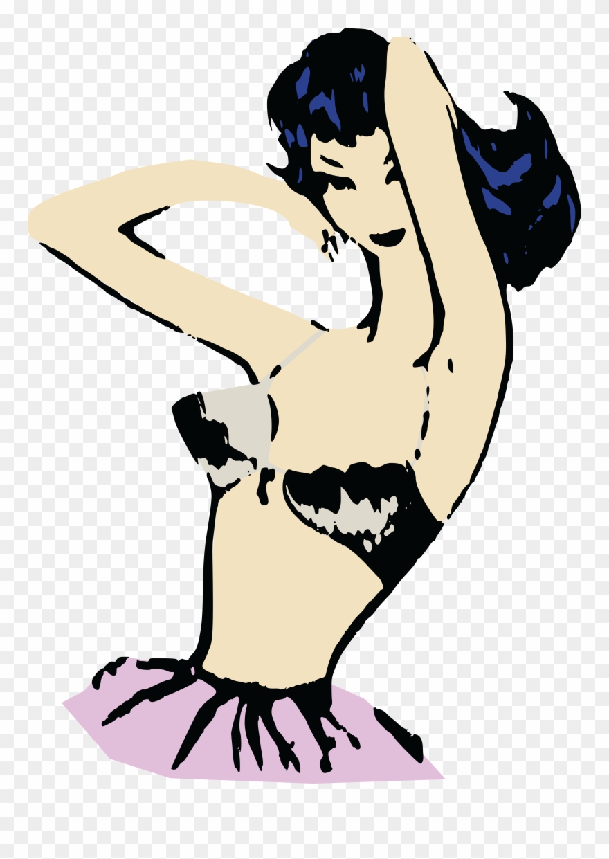 Free Clipart Of A Retro Woman Modeling A Bra - Bra Line Art Lady - Png Download