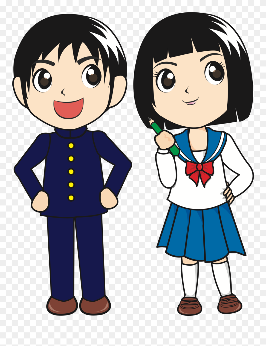 Student Download School Cartoon - Japanese Student Clipart - Png Download
