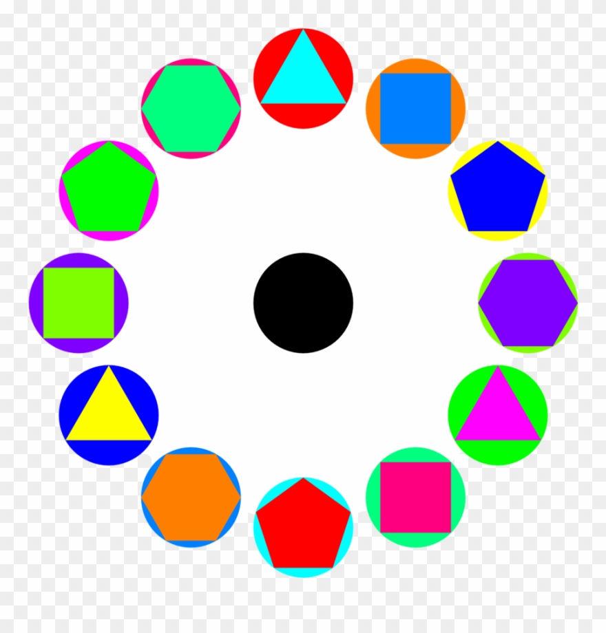 4 Polygons In Circles Rainbow - Polygons Inside A Circle Clipart