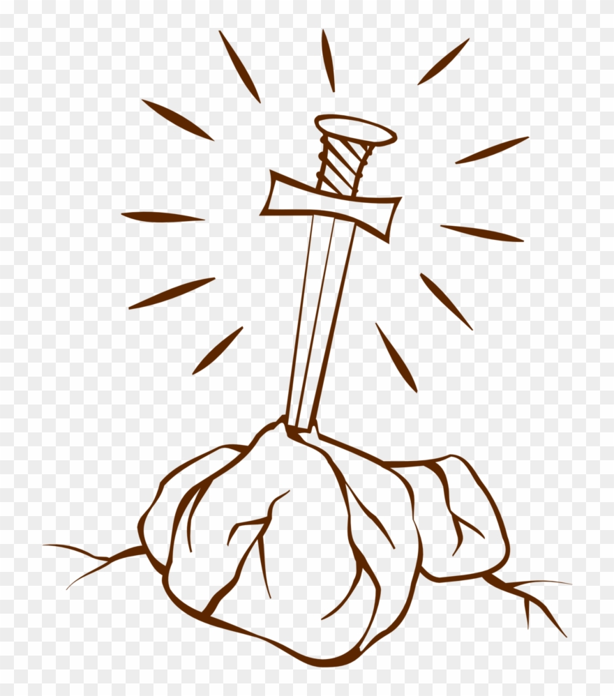 Excalibur King Arthur The Sword In The Stone Drawing - Sword In Stone Drawing Clipart