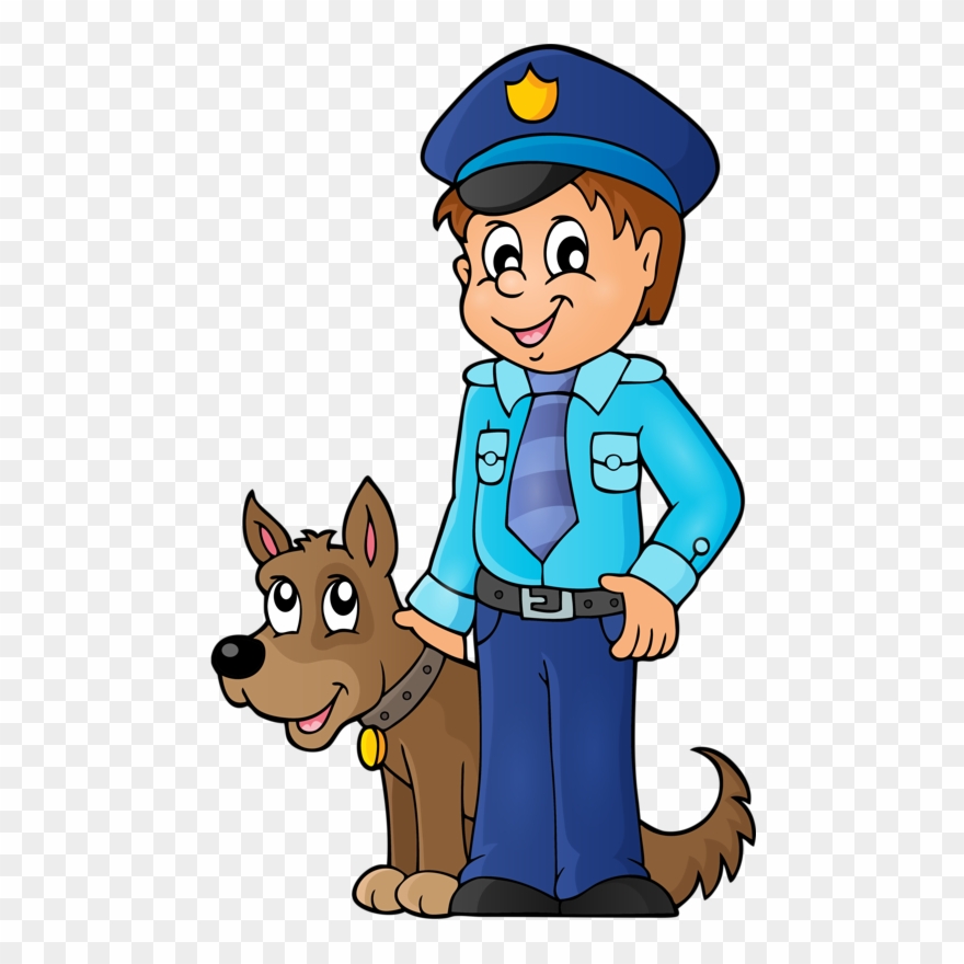Coloring Books For Kids Design Vector Png - Policeman And Dog Clipart Transparent Png
