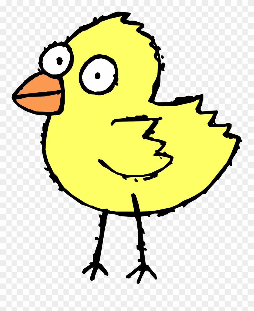 Funny Chick Mascot - Bird Cartoon Black And White Clipart