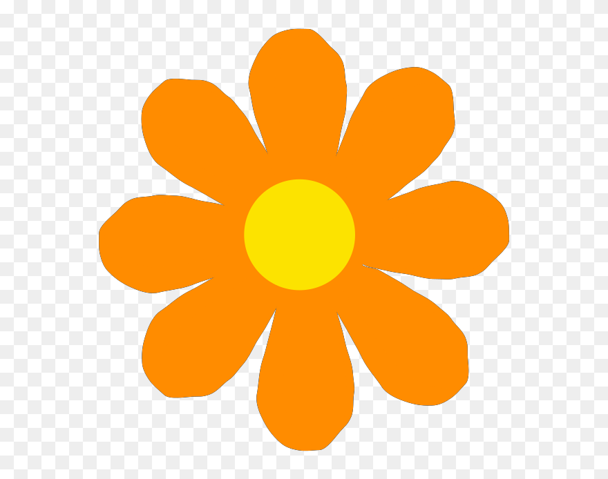 Flower Clipart Name - Cute Orange Flower Clipart - Png Download