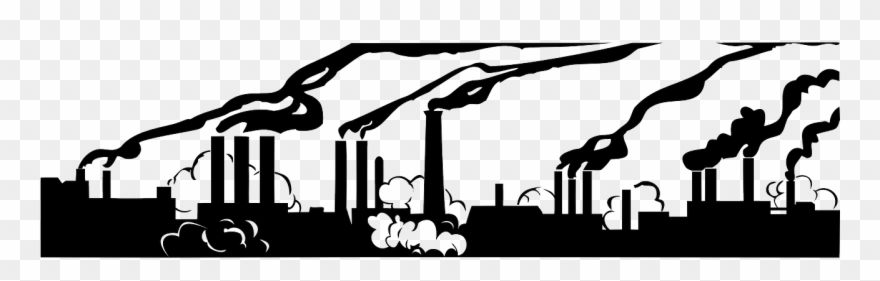 Factory Graphic - Air Pollution Black And White Clipart