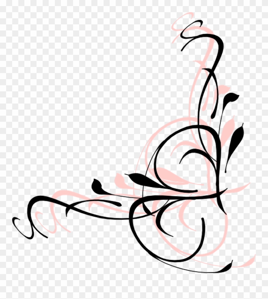 Flower Swirl Clipart - Elegant Swirl Line Art - Png Download