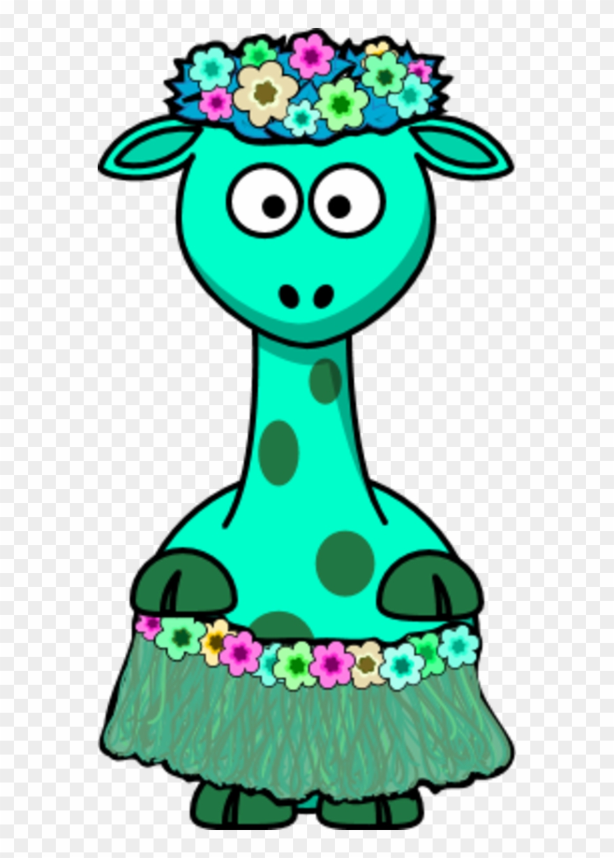 Giraffe Flowers Hula Dress - Cartoon Giraffe Clipart