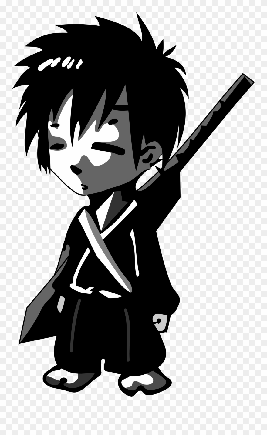 Anime Chibi Clipart - Samurai Cartoon - Png Download