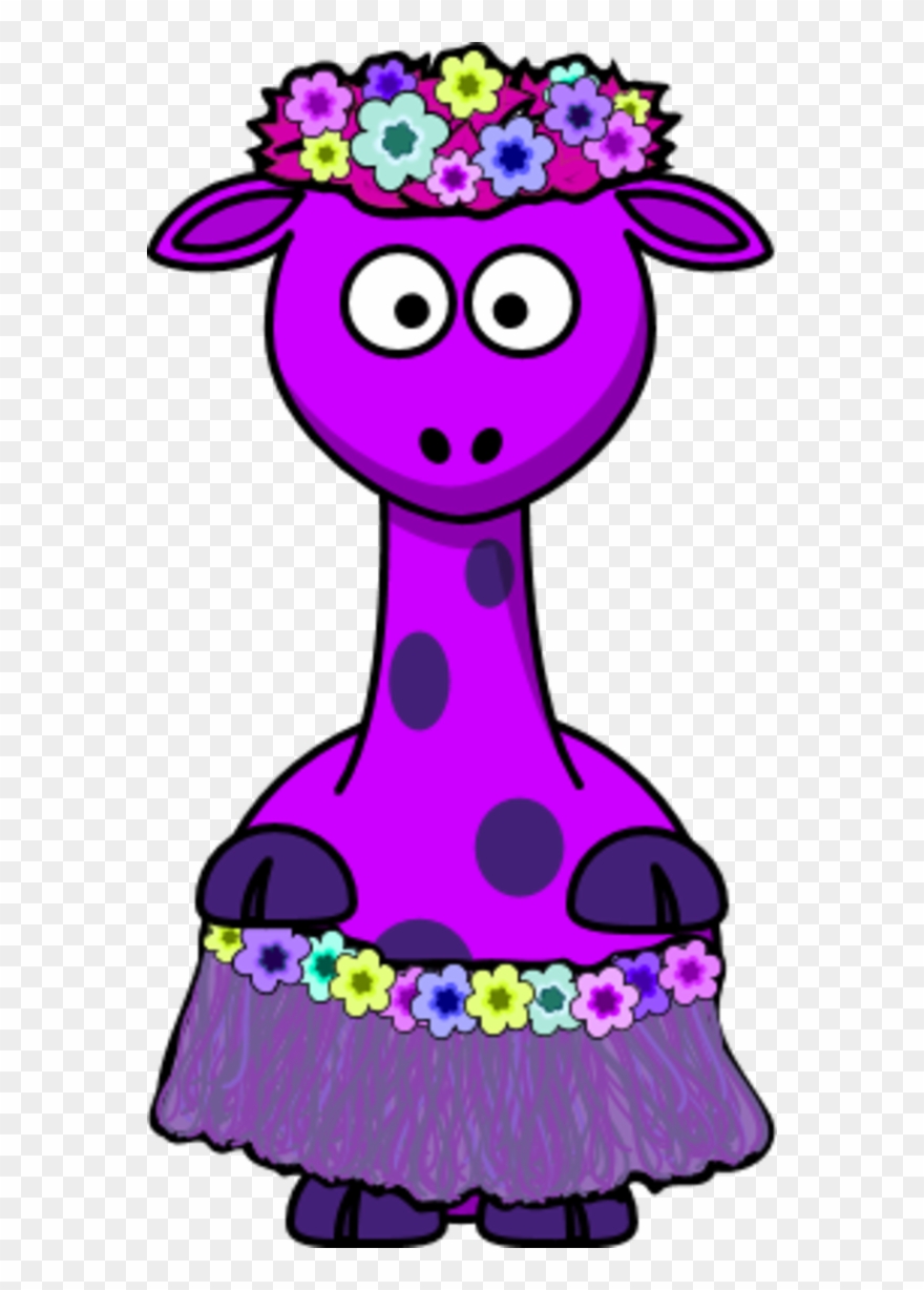 Giraffe Flowers Hula Dress - Hawaiian Giraffe Cartoon Shower Curtain Clipart