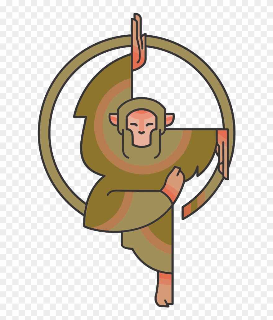 Onlinelabels Clip Art Stylized Cartoon Monkey Details - Year Of The Monkey Chinese Zodiac Illustration Pendant - Png Download