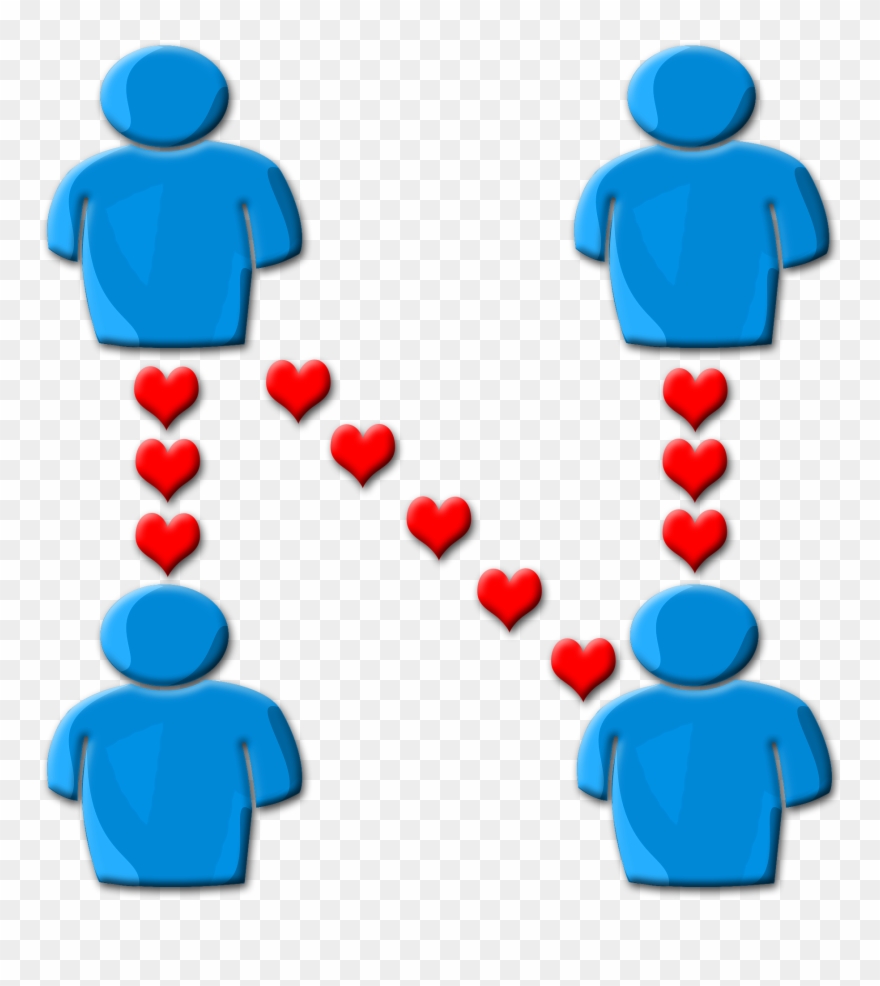 This Is A Poly Relationship Involving 4 People - Interpersonal Relationship Clipart