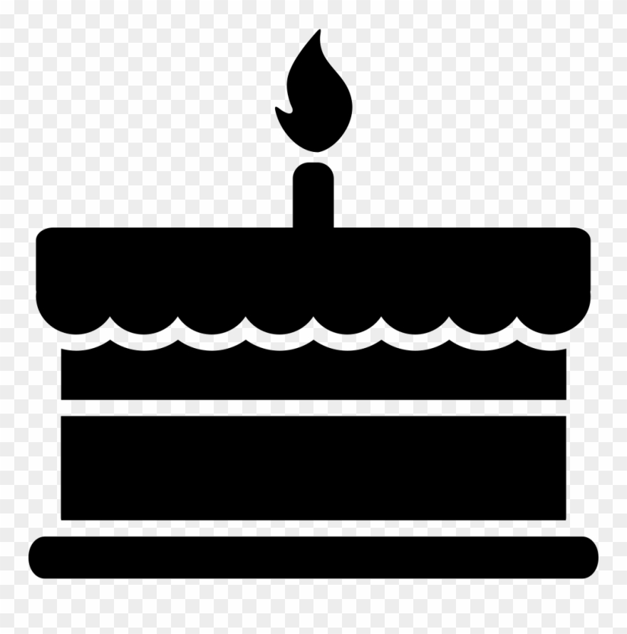 Birthday Cake With One Burning Candle Comments - Birthday Cake Vector Black Clipart