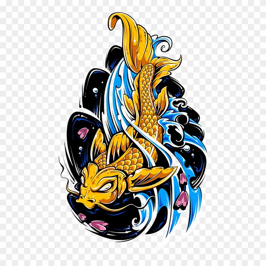 Vinil Decorativo Peixe Koi - Koi Fish Graffiti Clipart