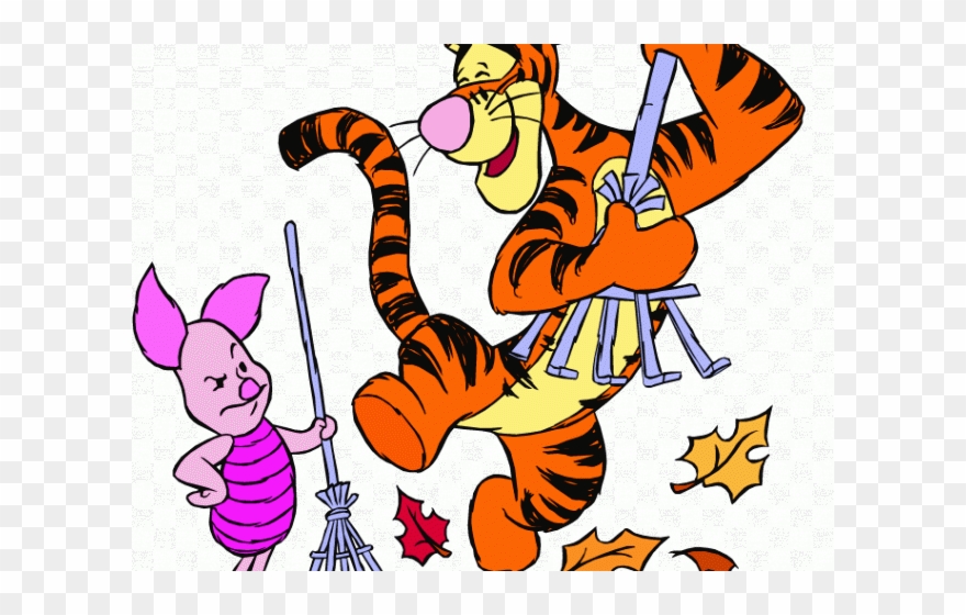 Disney Clipart Autumn - Raking Leaves Clip Art - Png Download