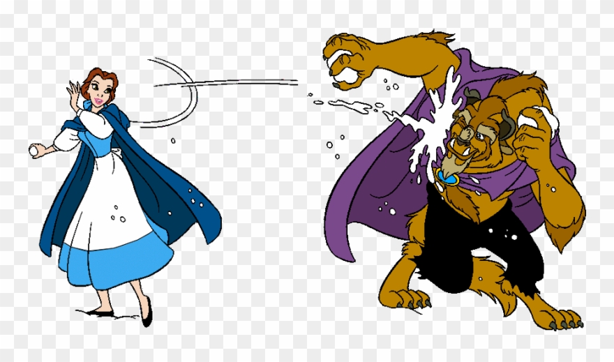 Back To Disney Friends Clipart Library Mickey Mouse - Beast Throws Snowball At Belle - Png Download