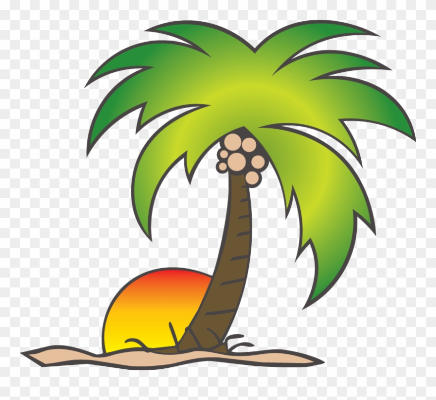 Palm Tree Sun Png Banner Library Download - Coconut Tree Cartoon Png Clipart