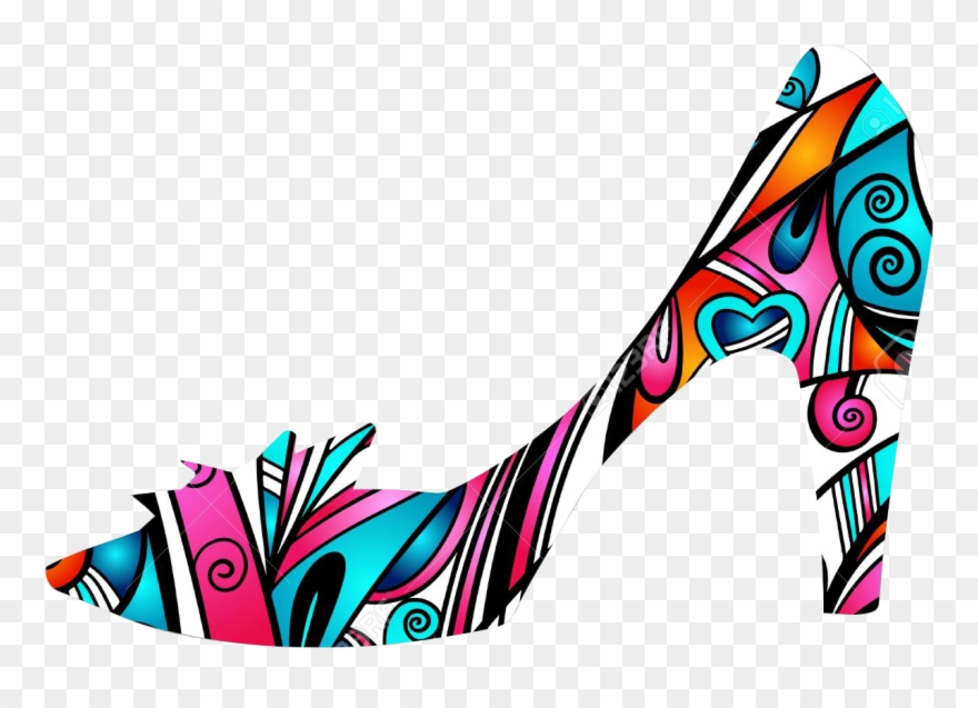 Colorful Ethnic Pattern High Heels - Shoe Clipart