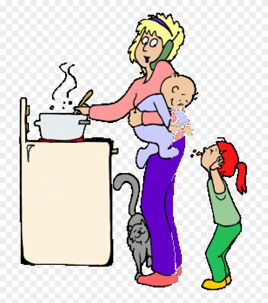 How Many Times During The Day Do You Hear “mom” Thinking - Stressed Mom Cartoon Gif Clipart