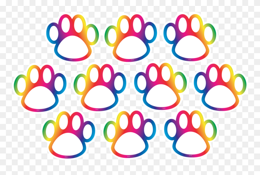 Tcr 5391 Rainbow Paw Prints Cutouts - Rainbow Paw Prints Clipart