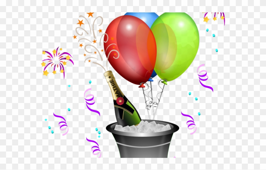 Birthday Clipart Streamer - Clip Art Free Champagne Bottle - Png Download