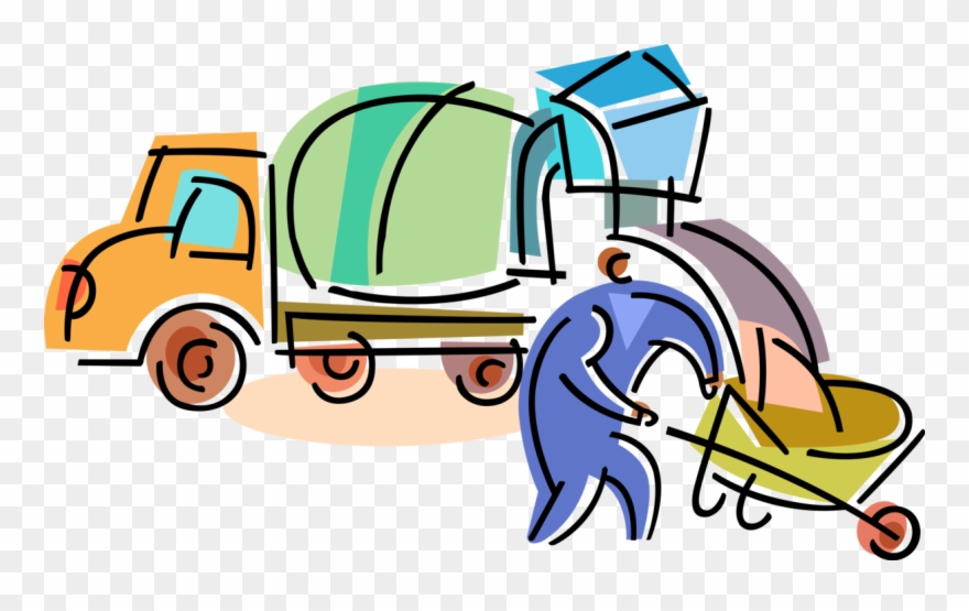 Vector Illustration Of Construction Industry Heavy - Concrete Mixer Clipart