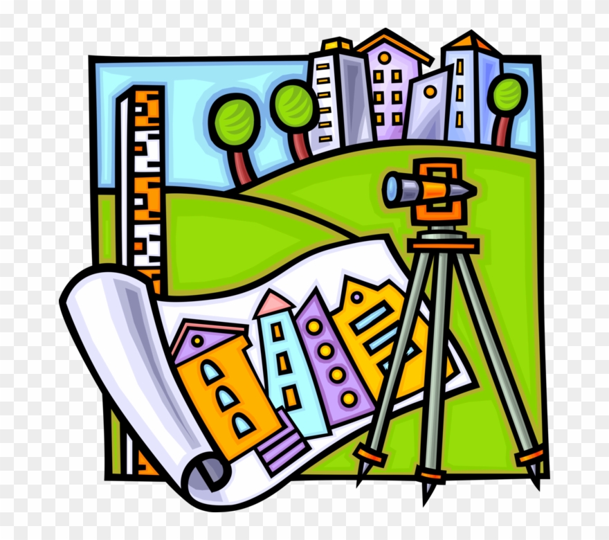 Vector Illustration Of Land Survey Theodolite Determines - Real Estate Survey Clipart