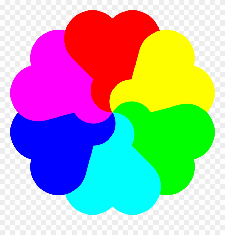Flowerheart Spectrum Colors - Rainbow Love Hearts Clip Art - Png Download