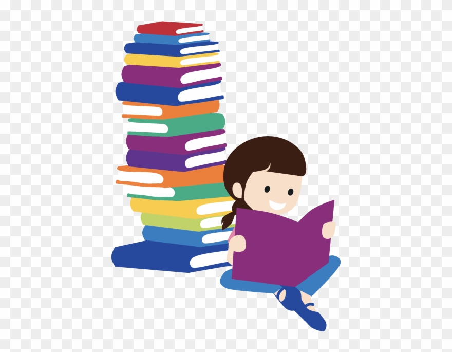 Girl Book - Sitting Clipart