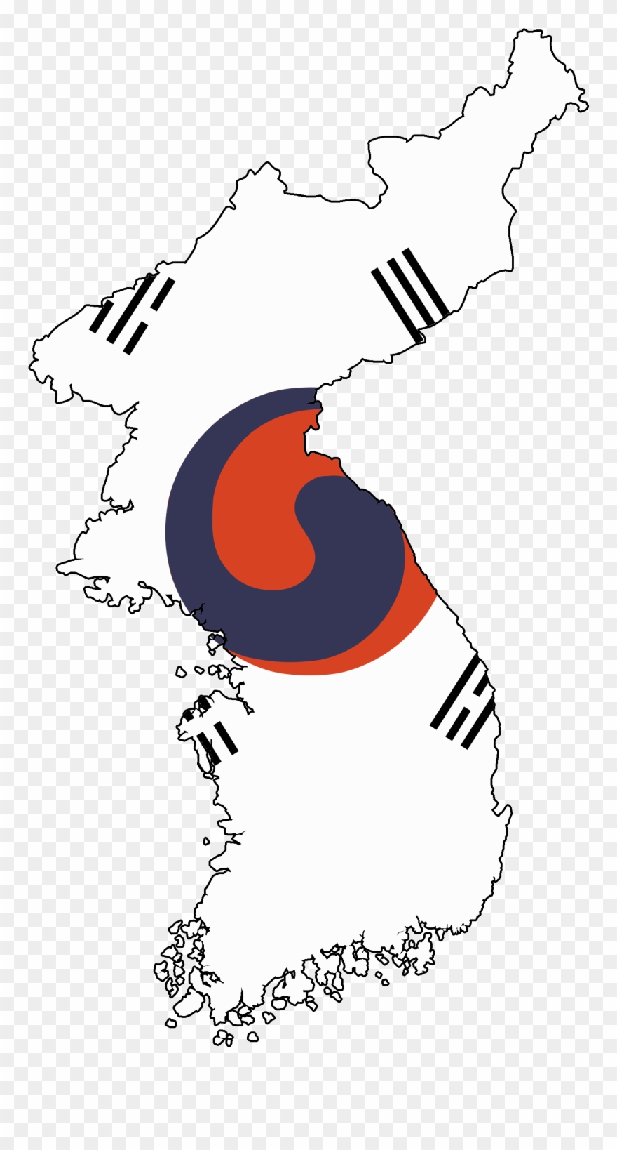 Flag Map Of The Korean Empire - Japan Ww2 Flag Map Clipart