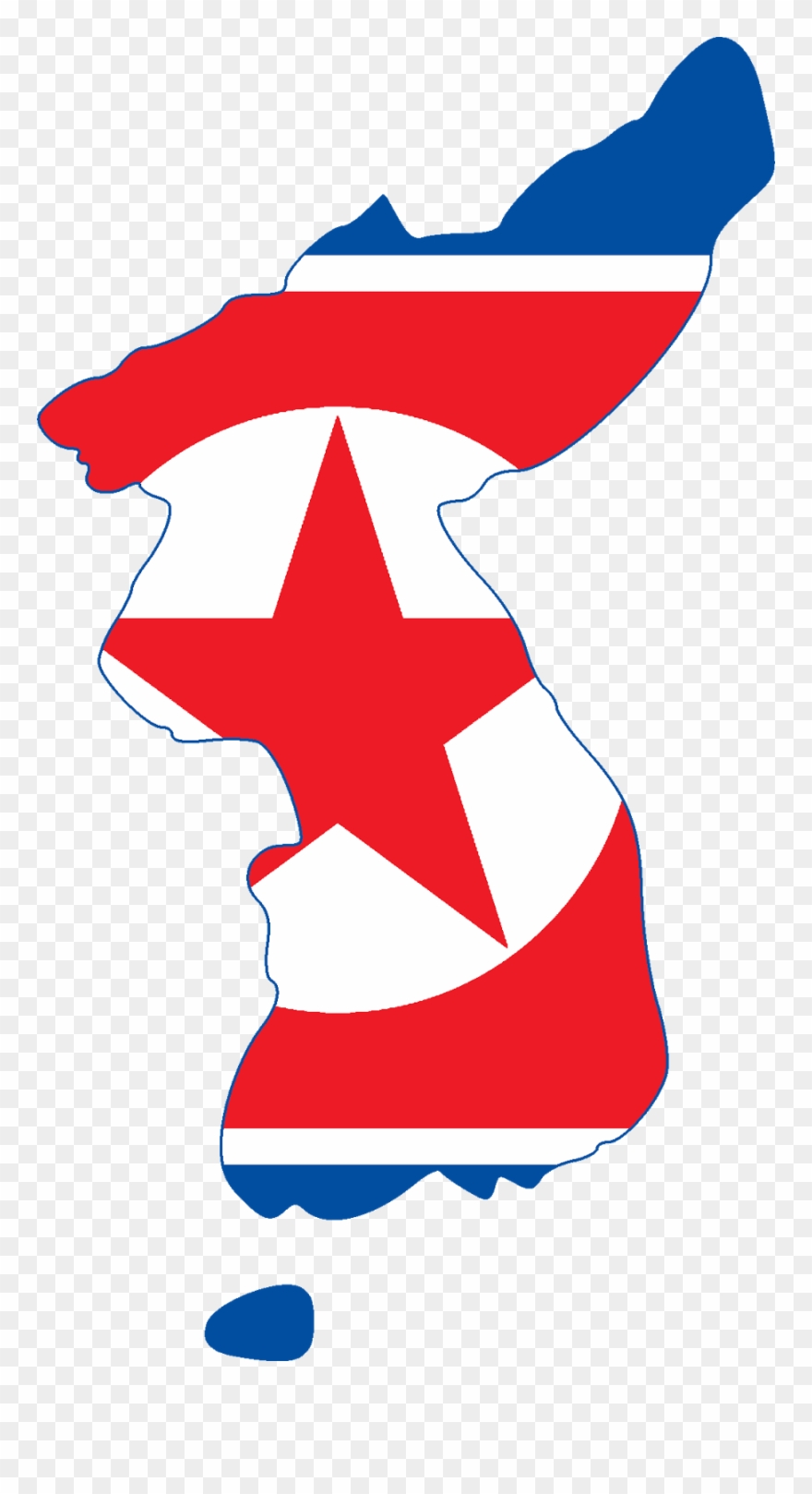 North Korea Flag With Map Graphics - Korea North Korea Flag Map Clipart