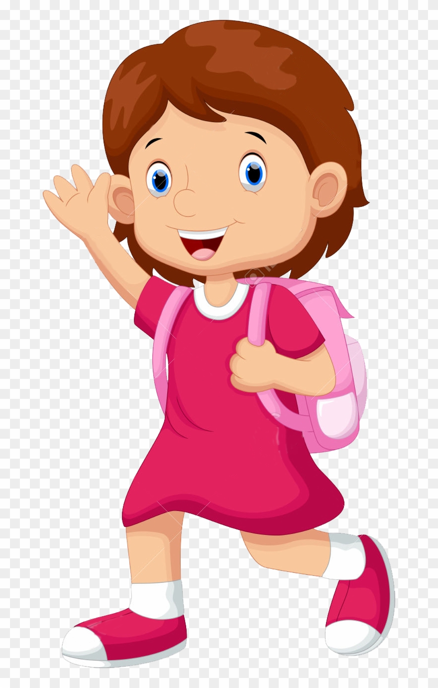 Clipart Black And White Library High School Student - Cute School Girl Cartoon - Png Download