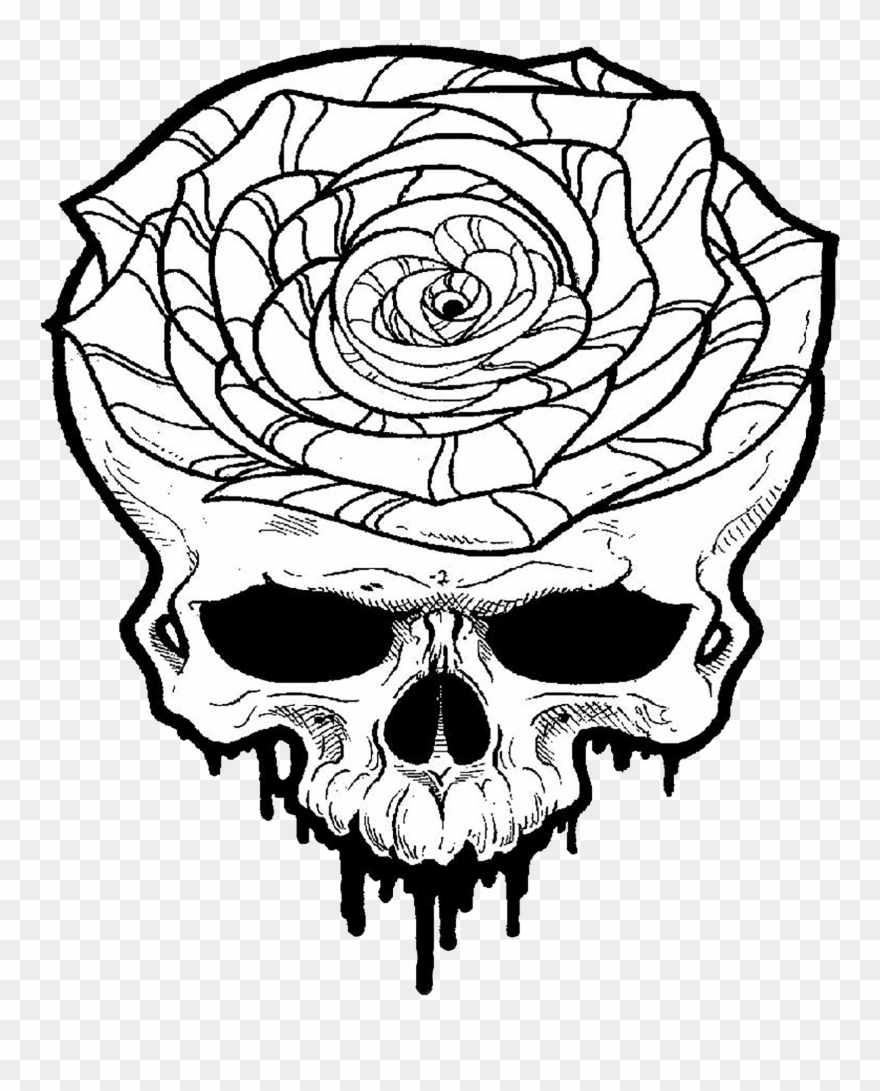 Picture - Skull Tattoo Png Rose Clipart