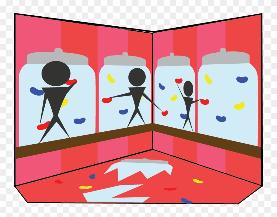 Guests Climb Around The Room While The Lights Flash - Illustration Clipart