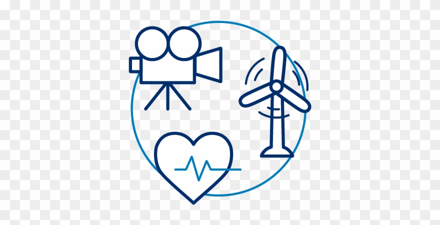 A Movie Camera, A Wind Turbine, And A Heart - Goods Clipart