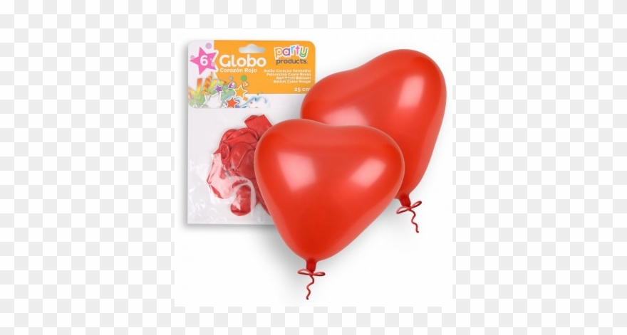 Juego De 6 Globos Corazón Rojo 25cm Clipart