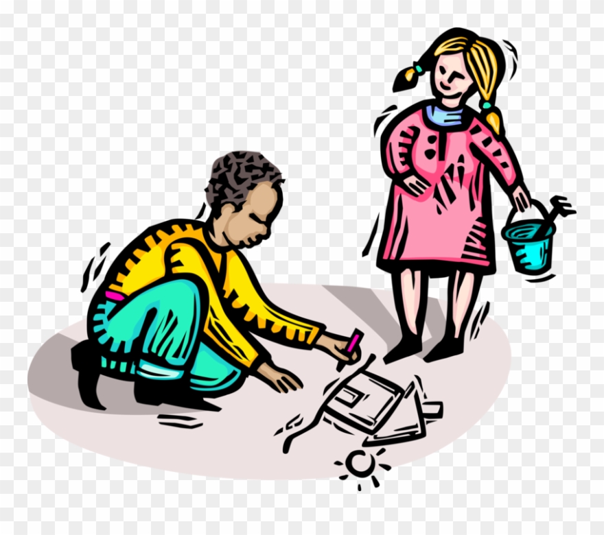 Vector Illustration Of Children Play In Playground Clipart