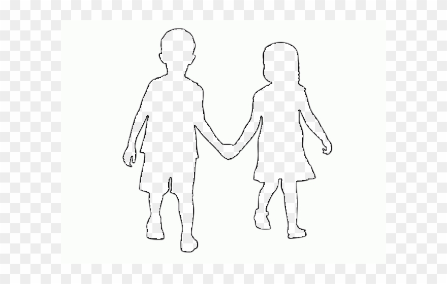Holding Hands Silhouette - Girl And Boy Silhouette Clipart