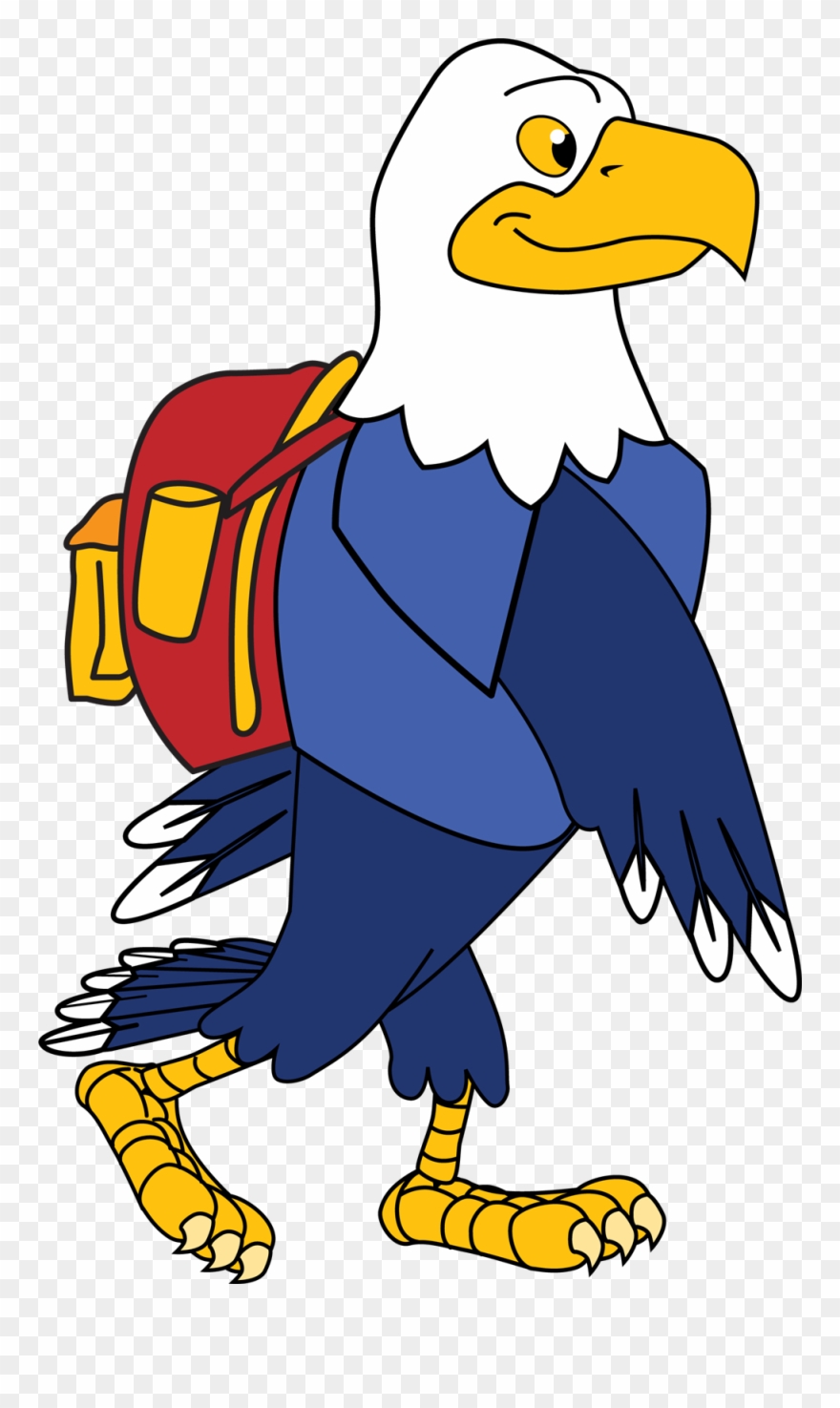 Eagle With Backpack - Cartoon Clipart