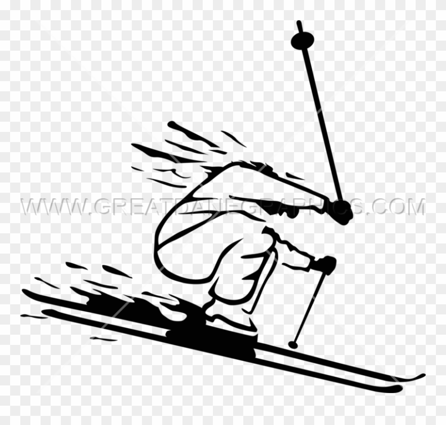 Skiing The Mountains - Skier Turns Clipart
