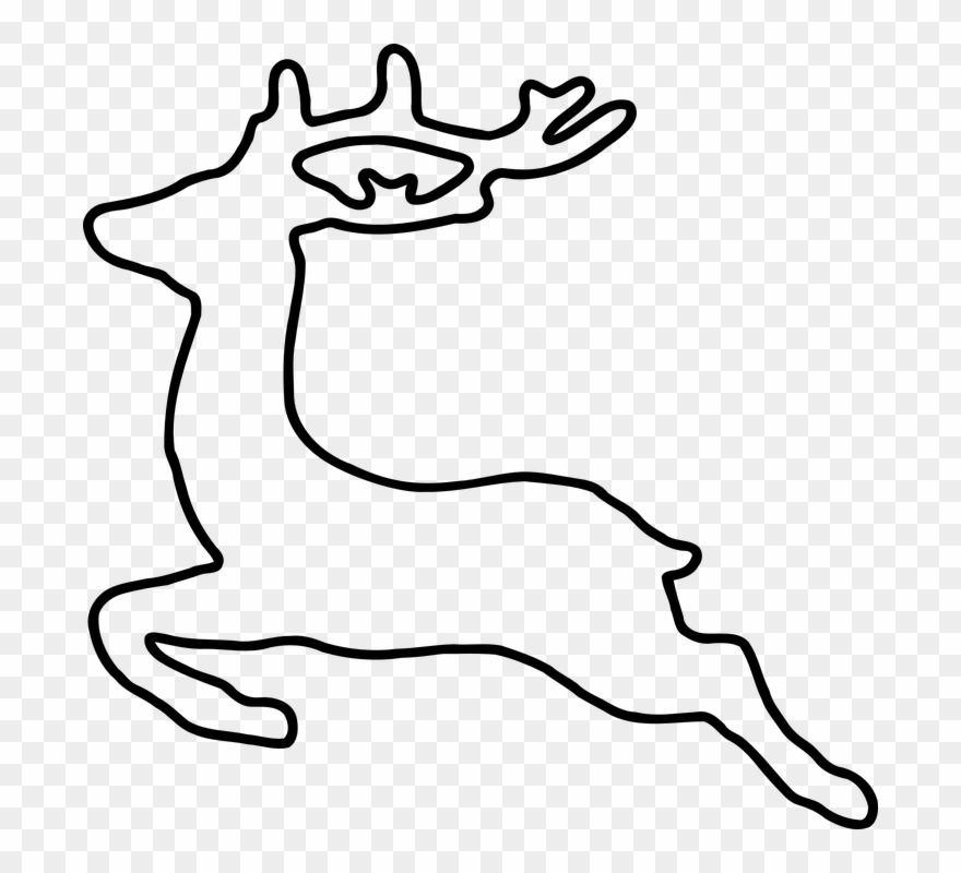 Deer, Jumping, Animal, Running, Running Away - Outline Of Deer Clipart
