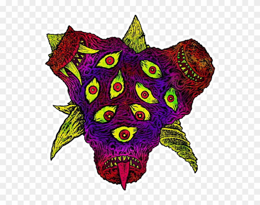 Glorp Tri-head Terror Sticker - Illustration Clipart