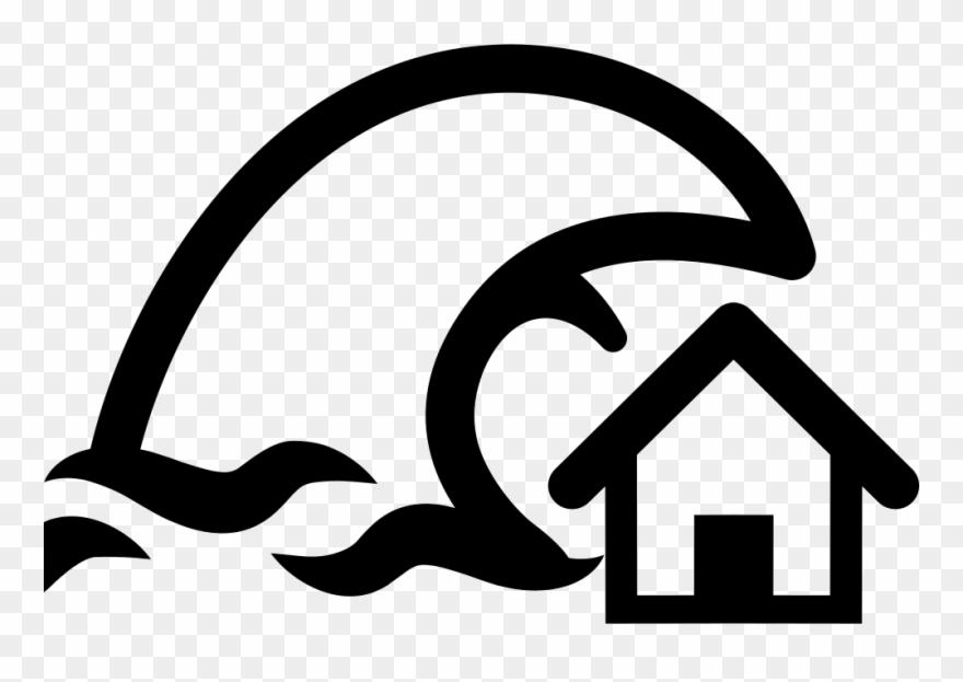 Tsunami Insurance Symbol Of A Home And A Big Ocean - Tsunami Logo Png Clipart